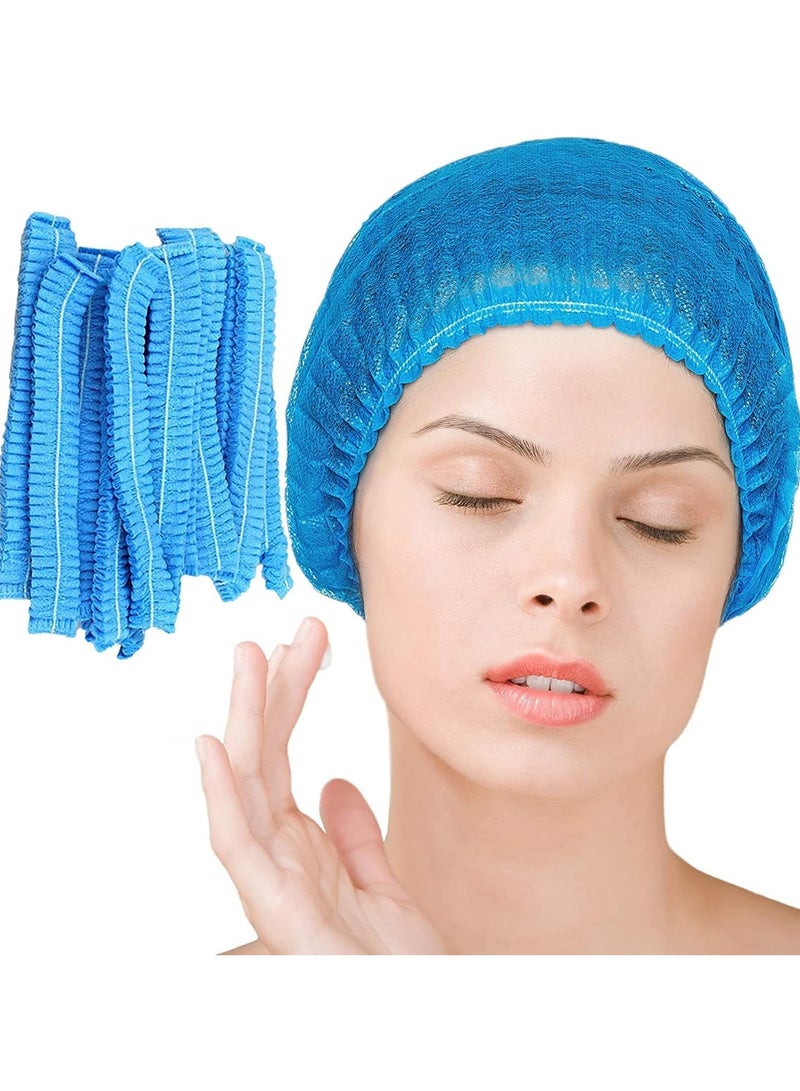 Generic 100pcs Disposable Bouffant Hats 21 Inch Hair Net Elastic Dust Cover Food Service Sleeping Head Cap Blue  - Image 3