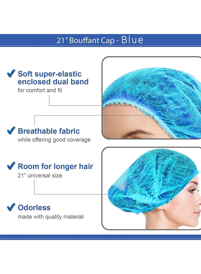 Generic 100pcs Disposable Bouffant Hats 21 Inch Hair Net Elastic Dust Cover Food Service Sleeping Head Cap Blue  - Image 5