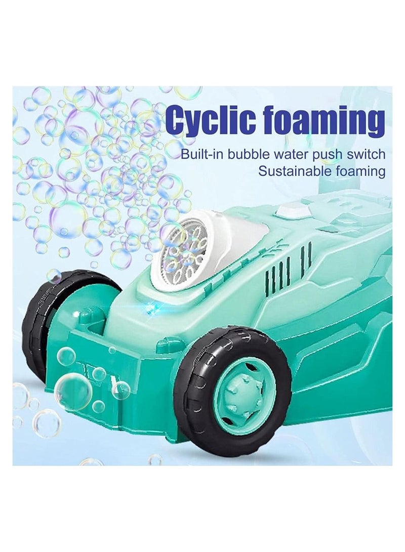 Fitto Automatic Bubble Blowing Mower with Bubble Bottle - Hand-Push Trolly Design, Perfect For Outdoor Playtime - Blue - Image 4