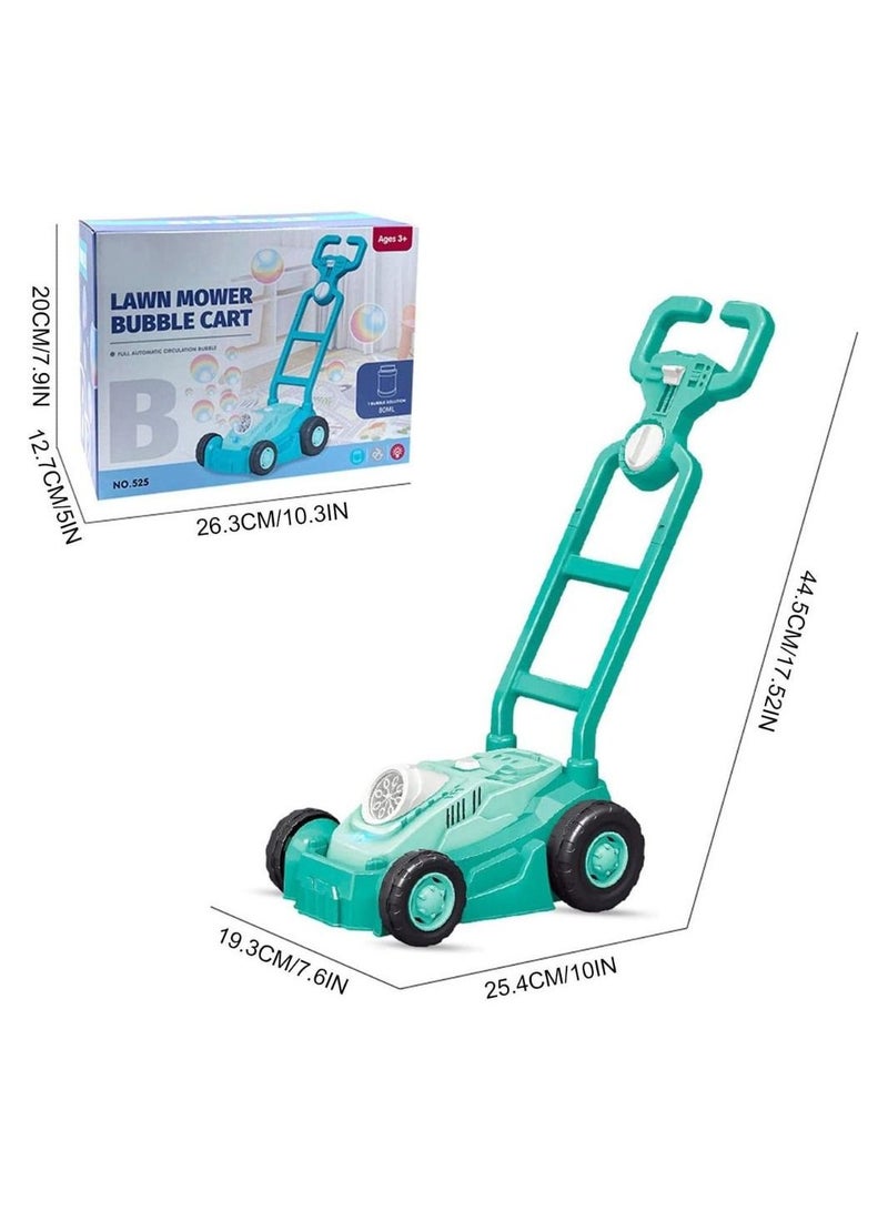 Fitto Automatic Bubble Blowing Mower with Bubble Bottle - Hand-Push Trolly Design, Perfect For Outdoor Playtime - Blue - Image 3