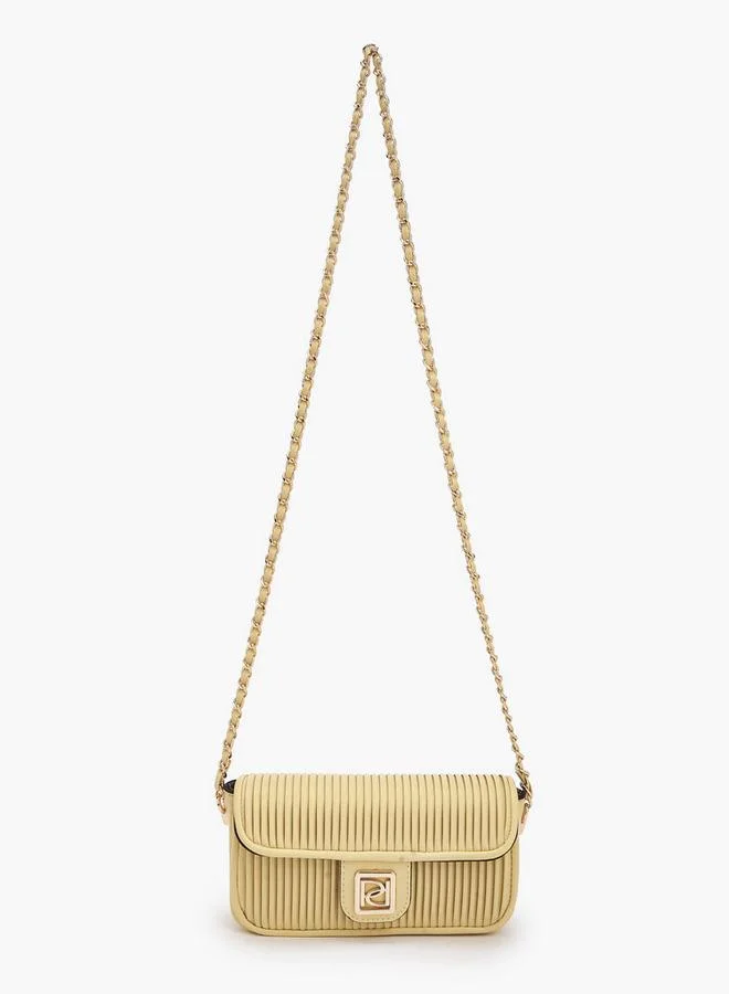 Paprika Pleated Crossbody Bag With Chain Strap