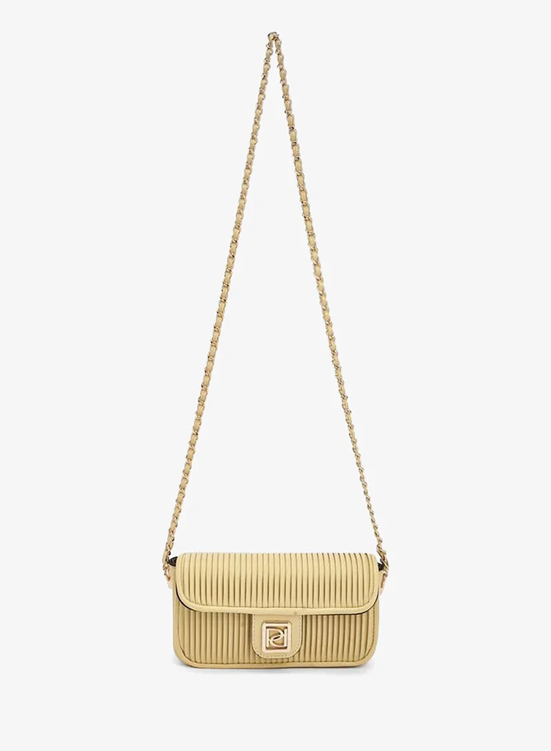 Paprika Pleated Crossbody Bag With Chain Strap