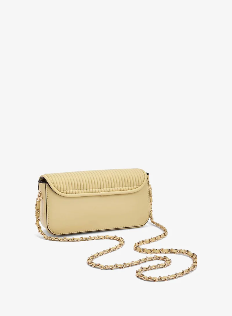Paprika YELLOW Pleated Crossbody Bag With Chain Strap for Women | Best Price UAE