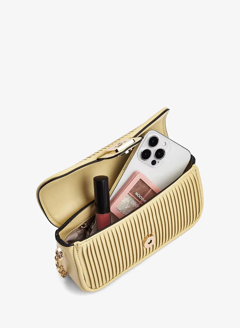 Paprika YELLOW Pleated Crossbody Bag With Chain Strap for Women | Best Price UAE