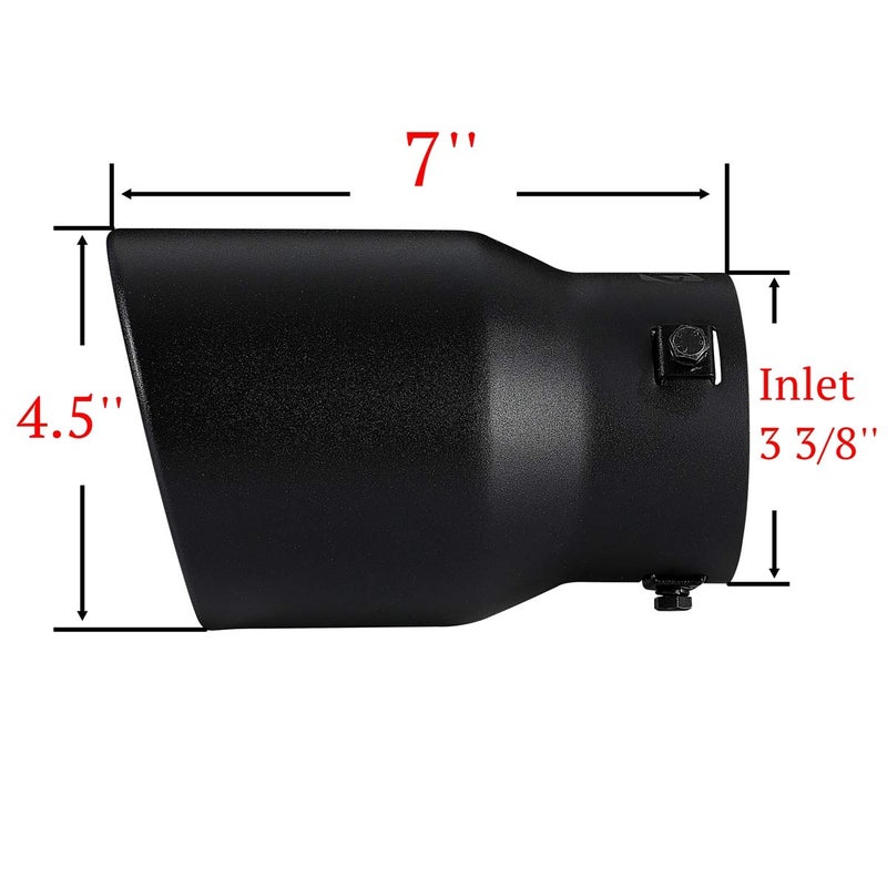 TriTrust Exhaust Tip, 2.5-3 inch inlet adjustable,Fit 2.5''/2.75''/3'' Outer diameter Tailpipe, 4.5'' Outlet 7'' Long Muffler Tip, Black Powder Coated Stainless Steel Tail Tip - Image 2