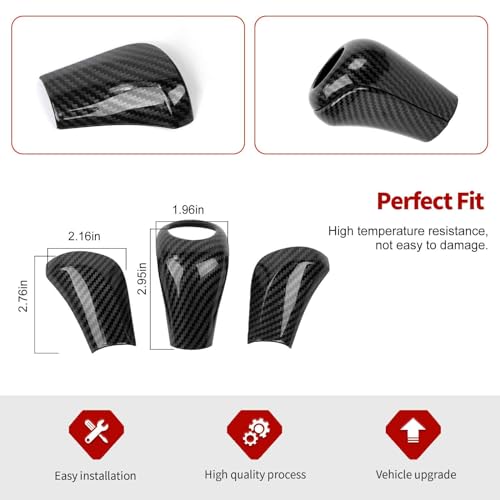 Jimen Compatible with Jeep Grand Cherokee 2011-2013, 3PCS Gear Shifter Knob Cover Interior Trim Accessories (Carbon Fiber) - Image 3