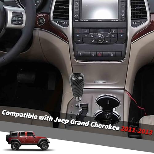 Jimen Compatible with Jeep Grand Cherokee 2011-2013, 3PCS Gear Shifter Knob Cover Interior Trim Accessories (Carbon Fiber) - Image 2