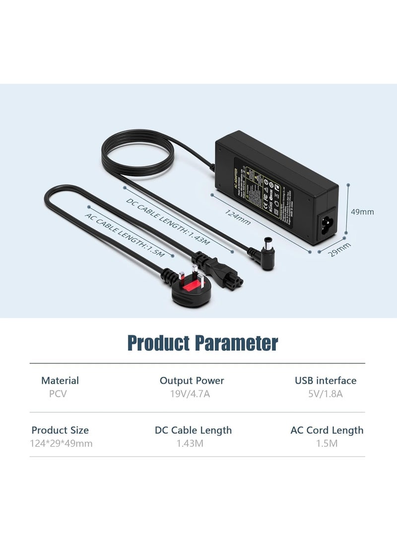 Easy BUYE  19.5V 90W Power 6.5 * 4.4 Supply Charger Compatible for Sony Bravia TV Monitor KDL-32 KDL-40 W600B W650A W674A W700B W800B KDL48W600B KDL-42W650A KDL-40W600B Sony, VAIO Smart Laptop Charging cable - Image 4