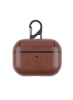 Generic Case Cover For Apple AirPods Pro Wireless Earphone Protective Leather Case with Hook Dark Brown 