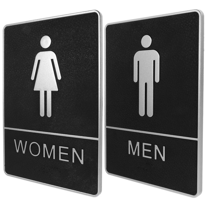 2pcs Self-adhesive Toilet Sign Restroom Door Sign Men Women Toilet Sign Board - Image 3