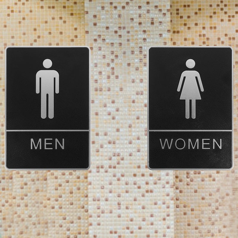 2pcs Self-adhesive Toilet Sign Restroom Door Sign Men Women Toilet Sign Board - Image 5