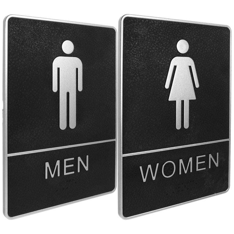 2pcs Self-adhesive Toilet Sign Restroom Door Sign Men Women Toilet Sign Board - Image 1