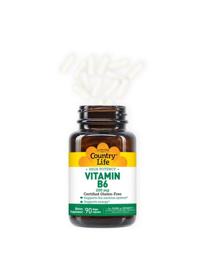 Country Life Vitamin B6 High Potency Supports Energy And The Nervous System 200Mg 90 Vegan Capsules Certified Gluten Free Certified Vegan Certified Halal  - Image 4