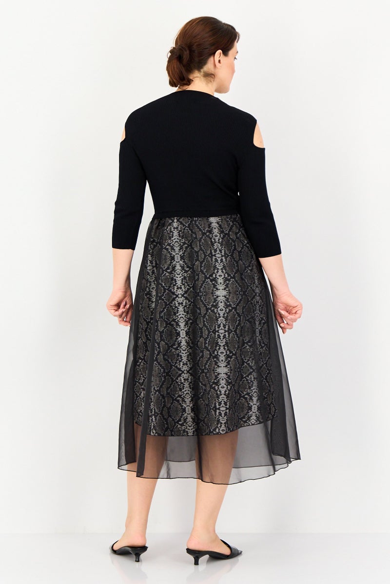 SELECTED Women Two Tone Midi Dress, Multicolor - Image 4