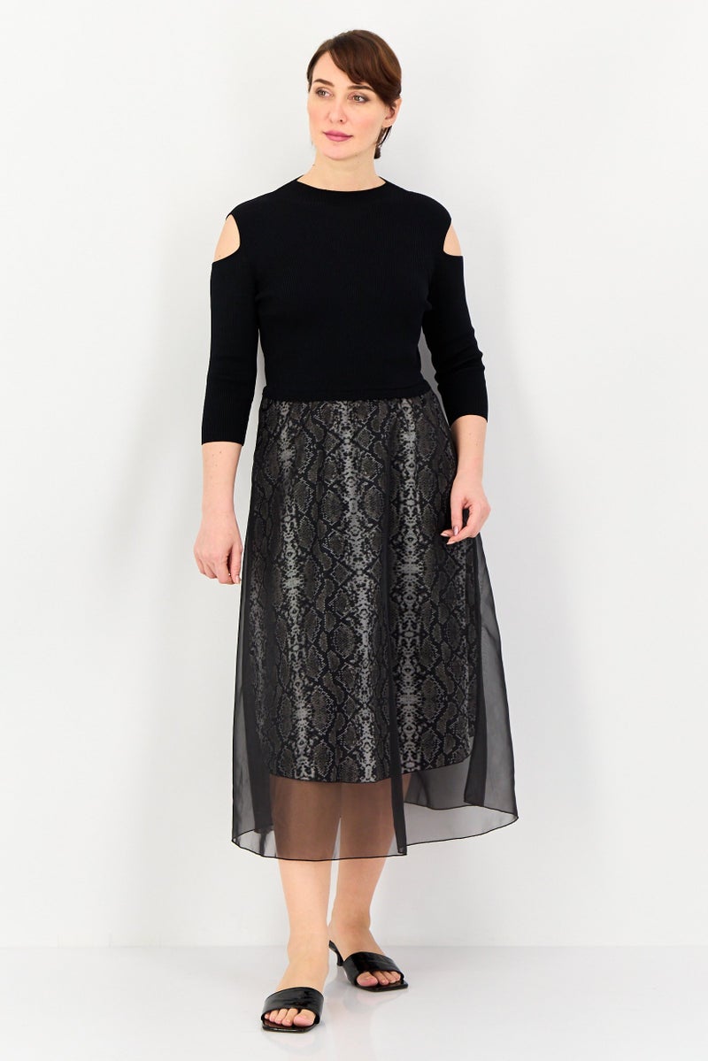 SELECTED Women Two Tone Midi Dress, Multicolor - Image 1