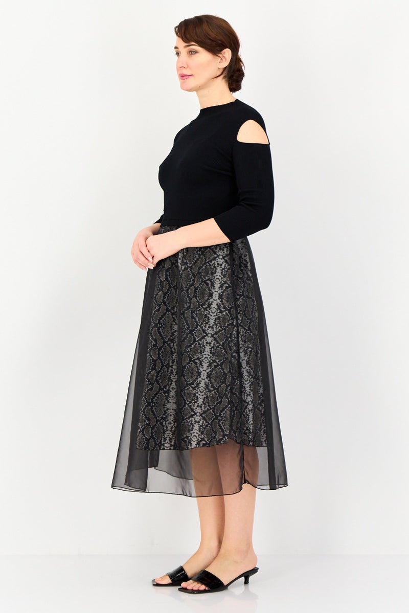 SELECTED Women Two Tone Midi Dress, Multicolor - Image 3