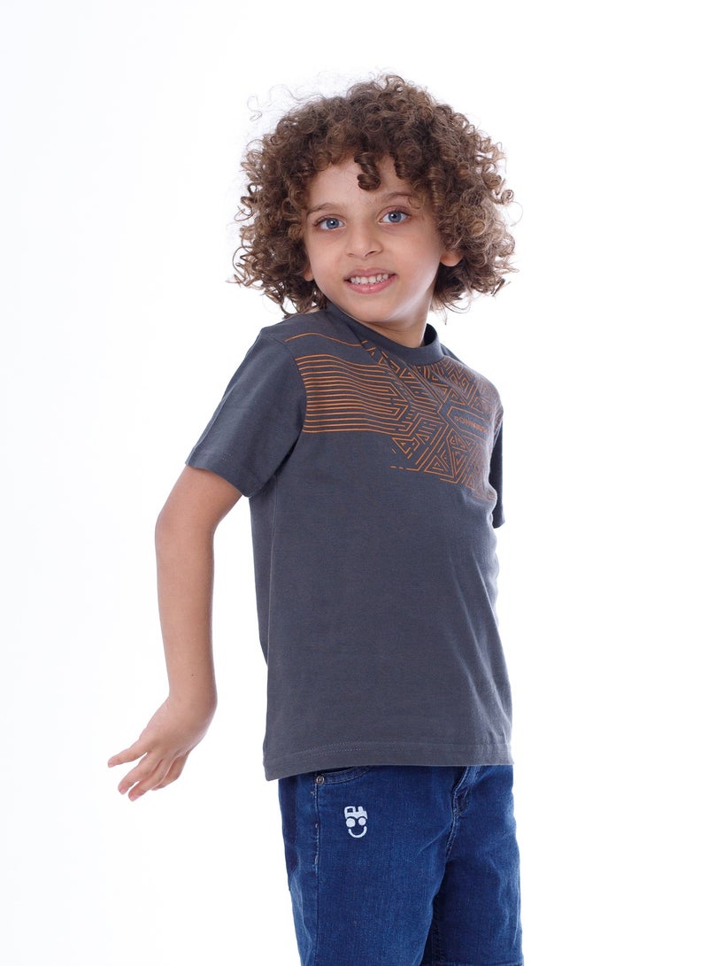 بي سي سي بيبو_تيشرت 1/2 كم مطبوع_الرمادي الداكن - Image 2