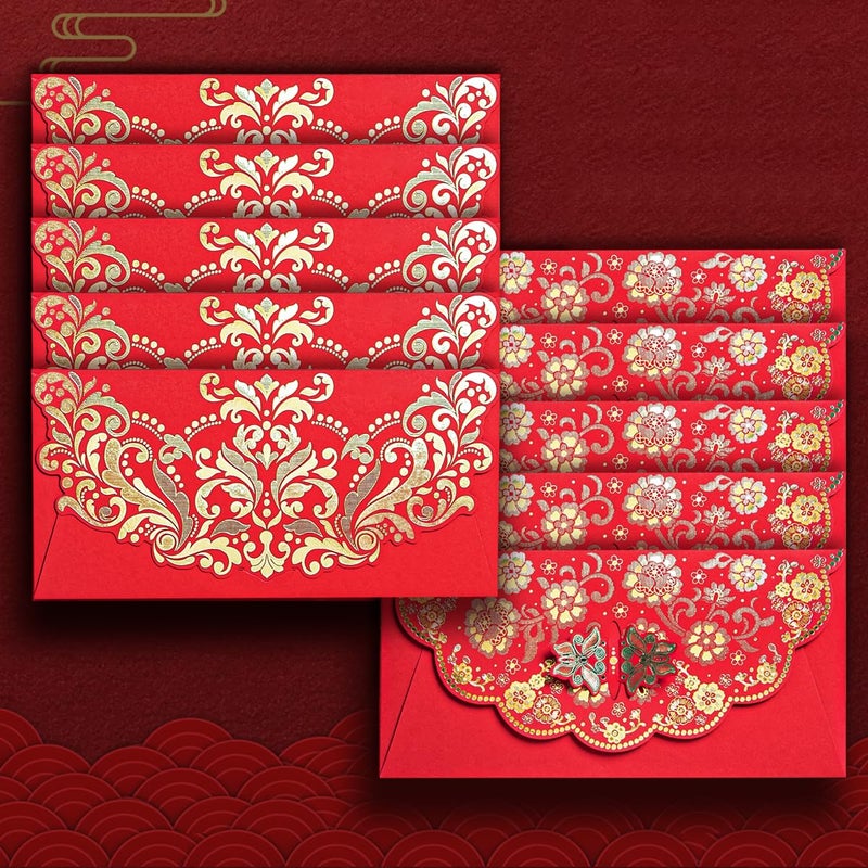 YAOLIGIFT 20pcs Luxurious Chinese New Year Red Envelopes, Chinese Traditional Hong Bao Red Envelope Pockets Money Gift Cash for 2026 Spring Festival, Lunar New Year, Birthday, Party - Image 1