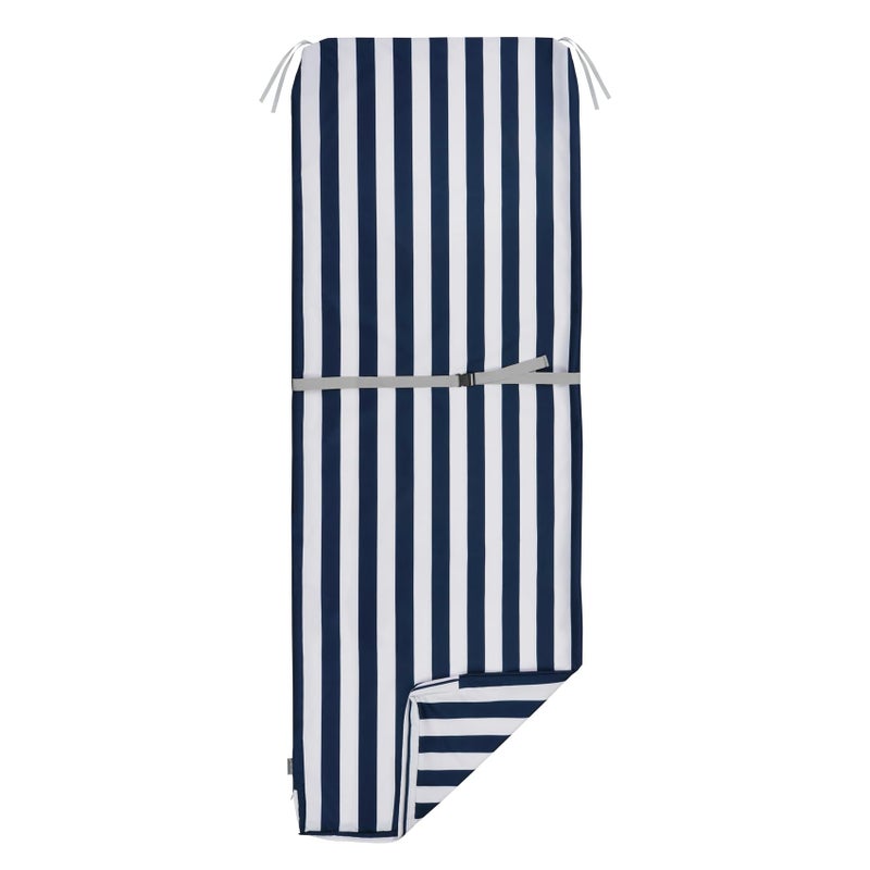 NettyPro Outdoor Patio Lounge Chair Cushion Covers Set 2 with Zipper and Tie  Water Repellent UV Resistant  72 x 22 x 3 Inch  Replacement Cover Only  Stripes Navy Blue and White - Image 5