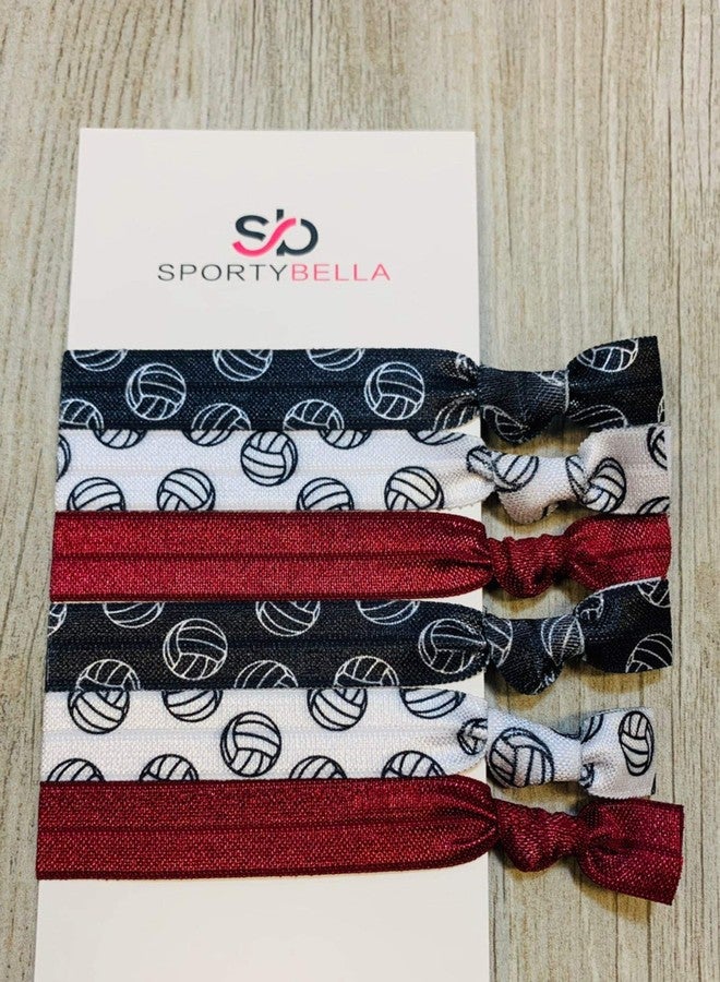 Sportybella Volleyball Hair Accessories, Maroon No Crease Hair Ties, Elastic Ponytail Holders, Team Gifts for Players, Coaches & Moms - Image 2