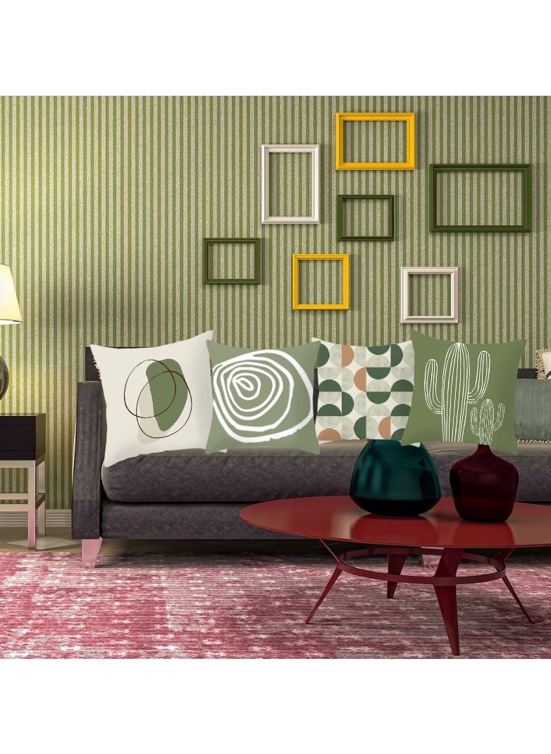 ميستي بلو طقم غطاء وسادة بتصميم عصري أخضر مقاس 18x18 بوصة ، أغطية وسادات رمية مزخرفة للمنزل ، مجموعة من 4 قطع ، قماش مخملي قصير ، حقيبة وسادة مربعة 45x45 سم لأريكة الأريكة  - Image 4