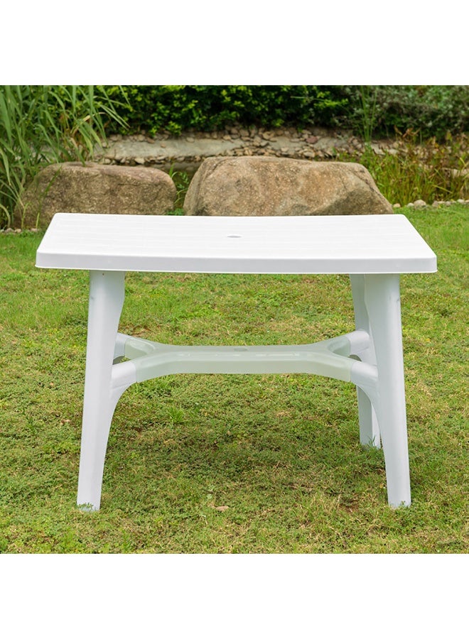 White Plastic Kitchen Table, Small Rectangular Dining Table, Contemporary Garden Furniture for Kitchen, Patio, Cafe, Restaurant, 110*85*73cm - Image 4