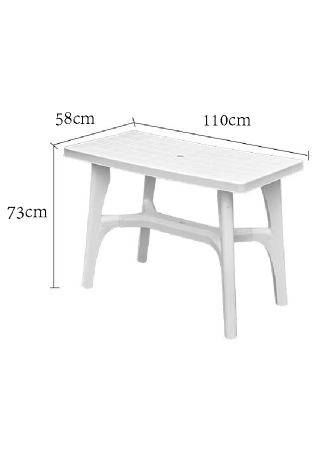 White Plastic Kitchen Table, Small Rectangular Dining Table, Contemporary Garden Furniture for Kitchen, Patio, Cafe, Restaurant, 110*85*73cm - Image 5