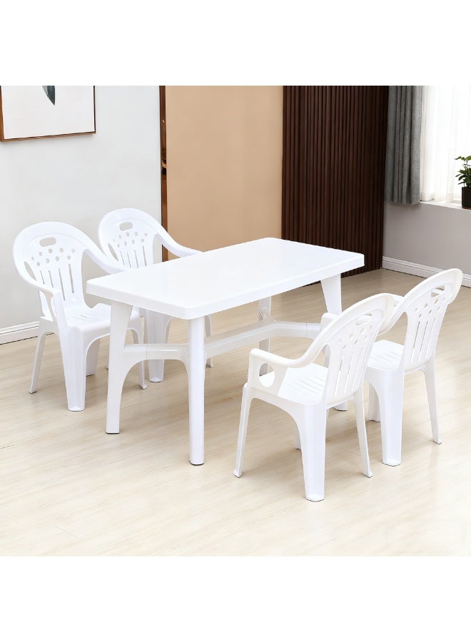 White Plastic Kitchen Table, Small Rectangular Dining Table, Contemporary Garden Furniture for Kitchen, Patio, Cafe, Restaurant, 110*85*73cm - Image 2