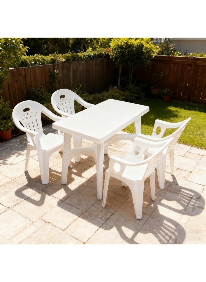 White Plastic Kitchen Table, Small Rectangular Dining Table, Contemporary Garden Furniture for Kitchen, Patio, Cafe, Restaurant, 110*85*73cm - Image 1