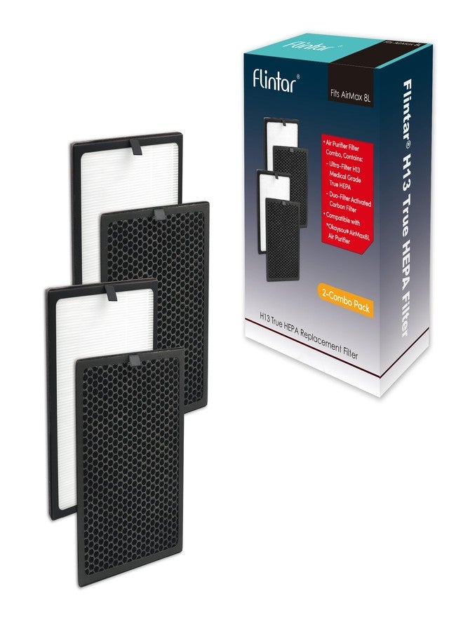 Flintar 2-Set True HEPA Replacement Filter, Compatible with Okaysou AirMax8L Air Purifier, Blue Ultra-HEPA Filter and Duo-Filter Activated Carbon Filter - Image 1