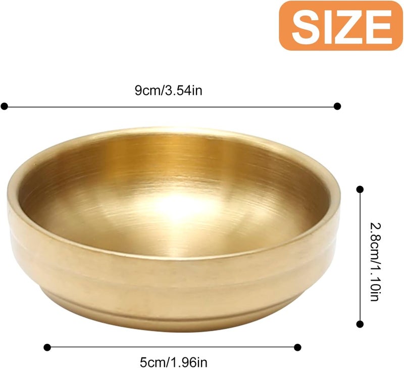 MDEOOSKY 4PCS Mini Stainless Steel Sauce Dish 3.54in Appetizer Plates Double-Deck Plates 304 Stainless Steel Plates for Oil Vinegar Juice Salad Appetizer Side Dish Ketchup (Gold 3.54IN) - Image 2
