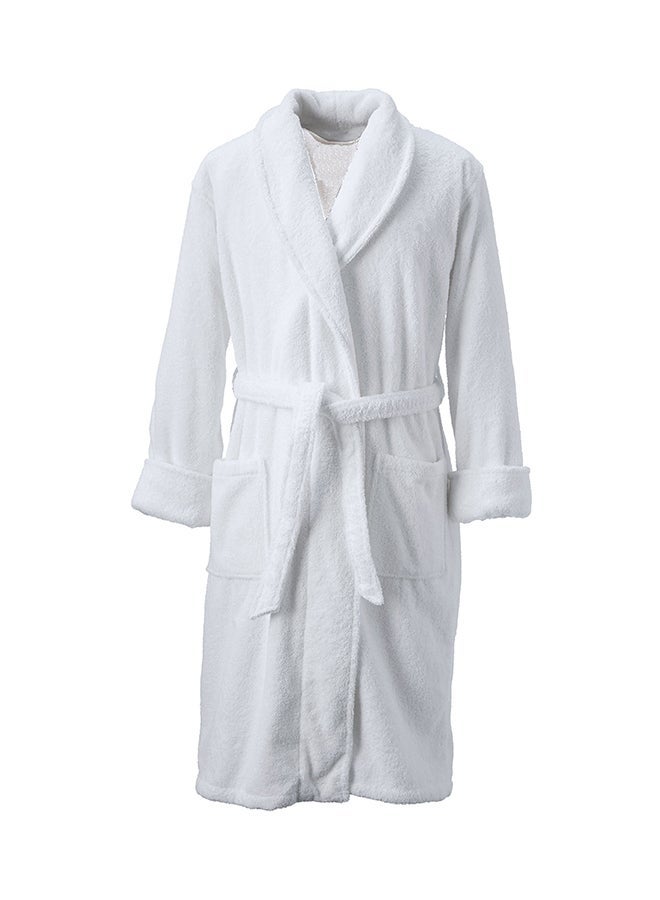 Terry Cotton Bathrobe Small/Medium White S/M Black 66*38cm/106g - Image 1