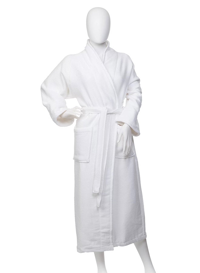 Terry Cotton Bathrobe Small/Medium White S/M Black 66*38cm/106g - Image 4