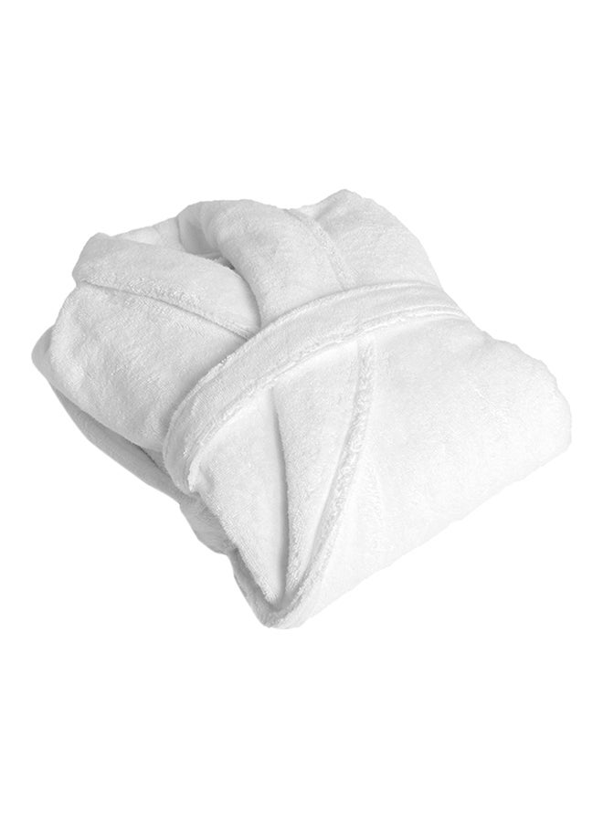 Terry Cotton Bathrobe Small/Medium White S/M Black 66*38cm/106g - Image 3