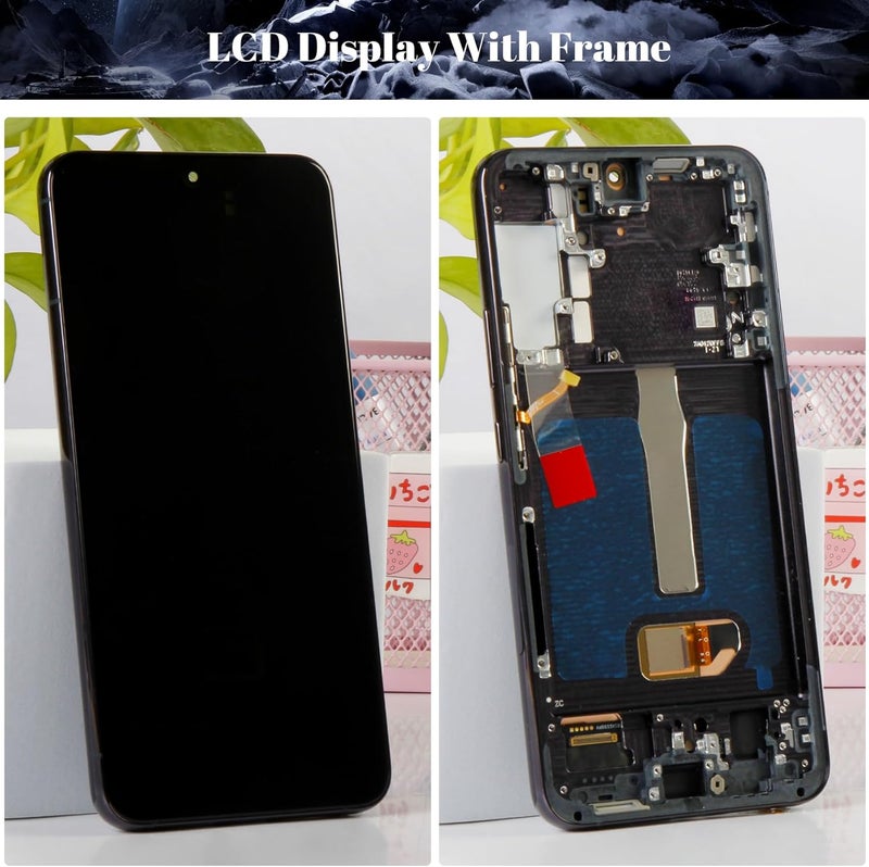 SRJTEK OLED لاستبدال شاشة Samsung S22 Plus 5g، مجموعة إصلاح شاشة LCD لـ Samsung Galaxy S22+، شاشة عرض لـ Galaxy S906U، مجموعة إصلاح شاشة تعمل باللمس مع الإطار (أسود) - Image 3
