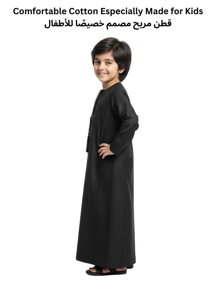 Premium Thobe For Boys, Black - Image 2