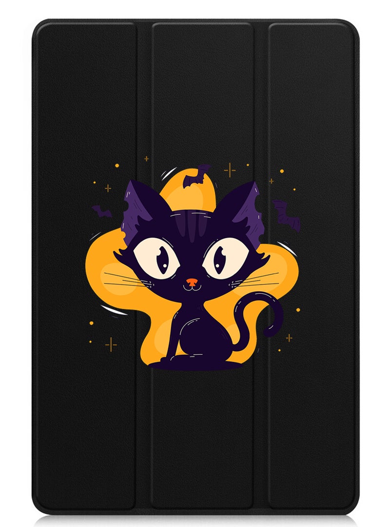 Theodor Protective Flip Case For OnePlus Pad 2 (2024) & OnePlus Pad Pro (2024) With Trifold Stand Auto Wake Sleep Shockproof Cover Black Cat Halloween - Image 1