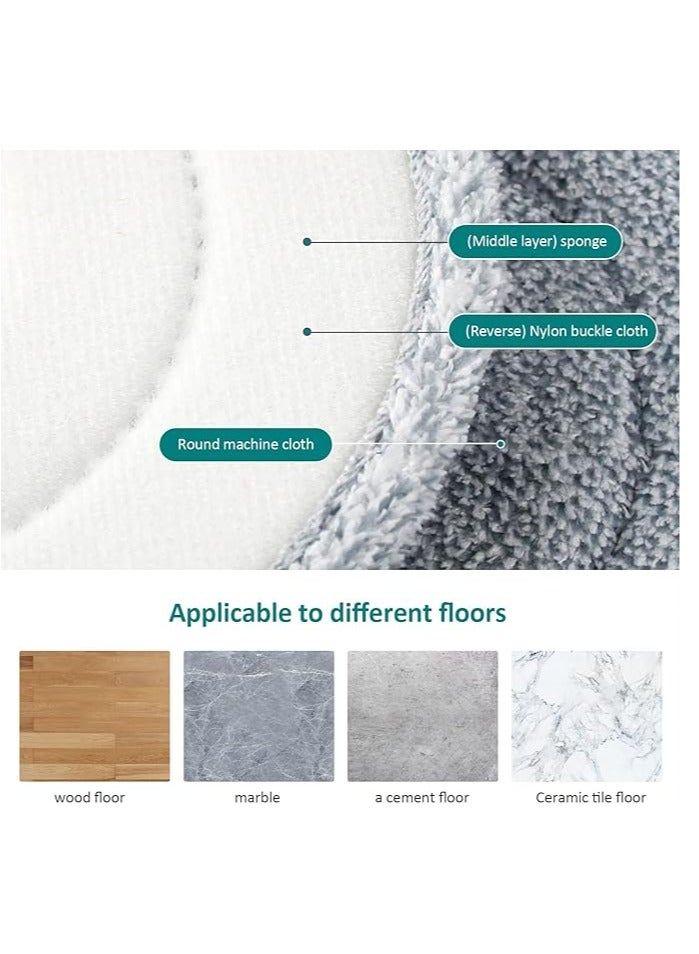 Rymel Round Microfiber Mop Pads 3pcs Replacement Refills for Spin Mops – Reusable Hook and Loop Floor Cleaning Cloth Pads, High Water Absorption - Image 3