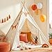 wilwolfer Kids Teepee Tent for Girls or Boys with Carry Case Foldable Play Tent for Toddler Suit for Indoor and Outdoor Play Protable Kids Playhouse Children TentMat not Included - Image 4