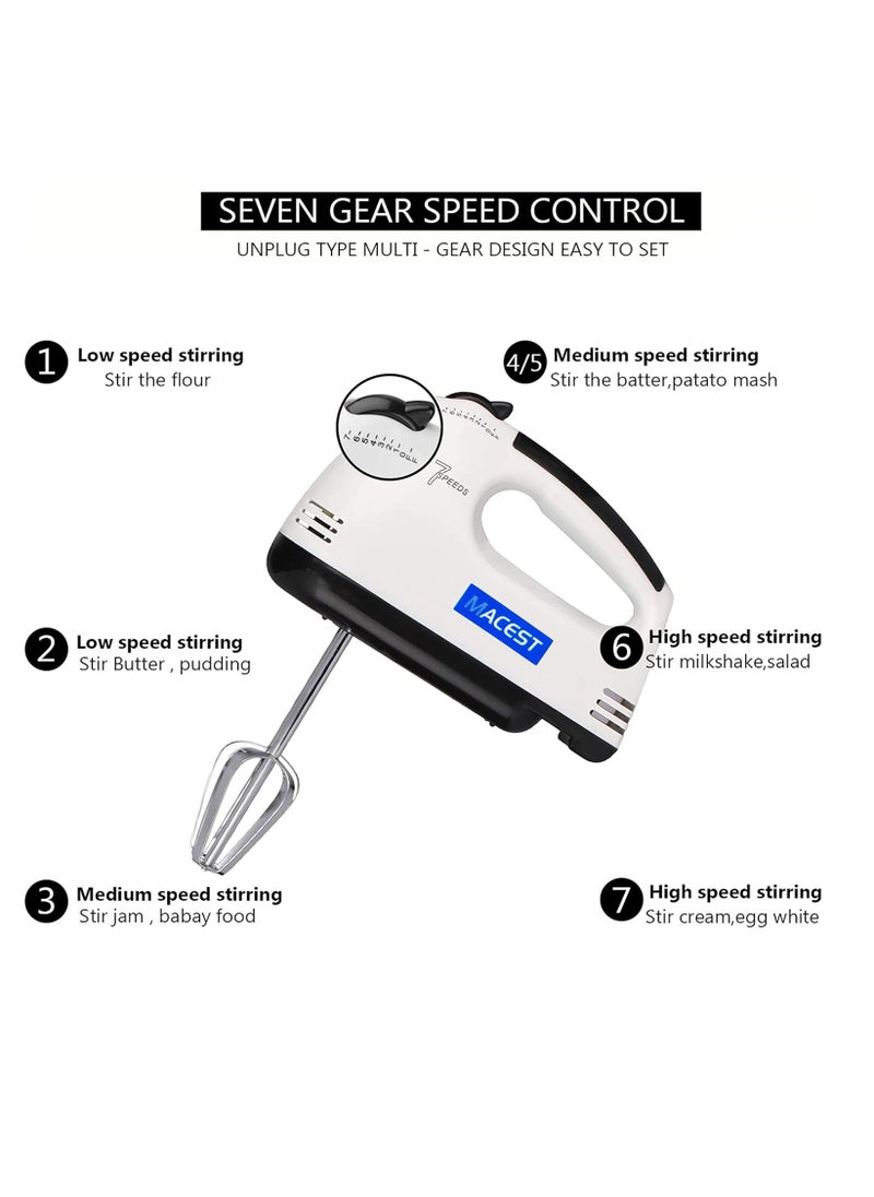 MACEST 7 Speed Electric Hand Mixer with Ergonomic Design and Precision Control