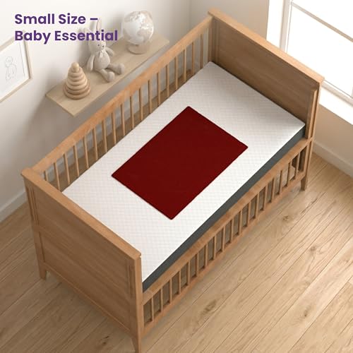 MY ARMOR Baby Dry Sheet for New Born Baby, Anti-Piling Waterproof Mattress Protector for Bed (Quick Drying/Extra Absorbent Dry Sheet for Bed) - Small Size 50x70 cm, Pack of 2, Maroon - Image 2