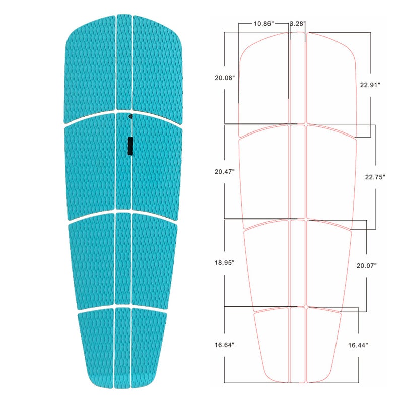 Abahub 12 Piece Surf SUP Deck Traction Pad Premium EVA with Tail Kicker 3M Adhesive for Paddleboard Longboard Surfboard Blue - Image 2