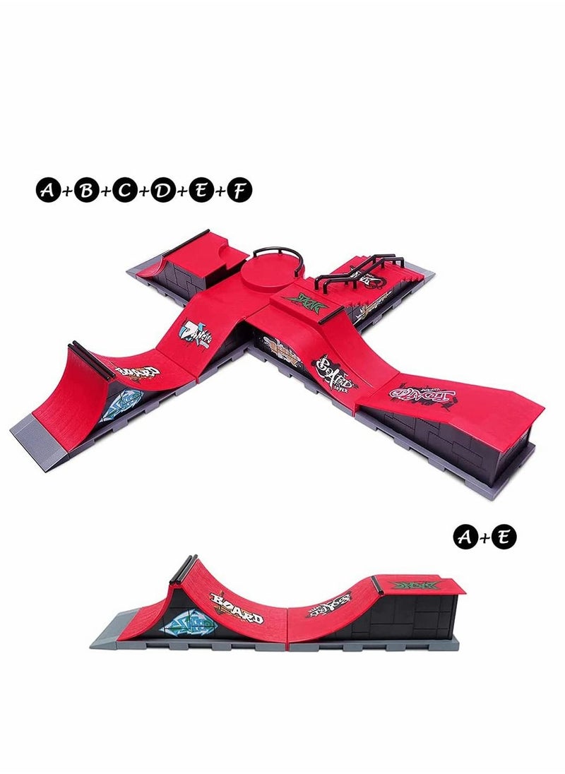 Finger Skateboard Ramp Set, Comes With 1 x Finger Skateboard With And Spare Tool Set, Interactive Tabletop Freestyle Skate Game (The Free Skateboard Pattern Is Random, Scene A）
