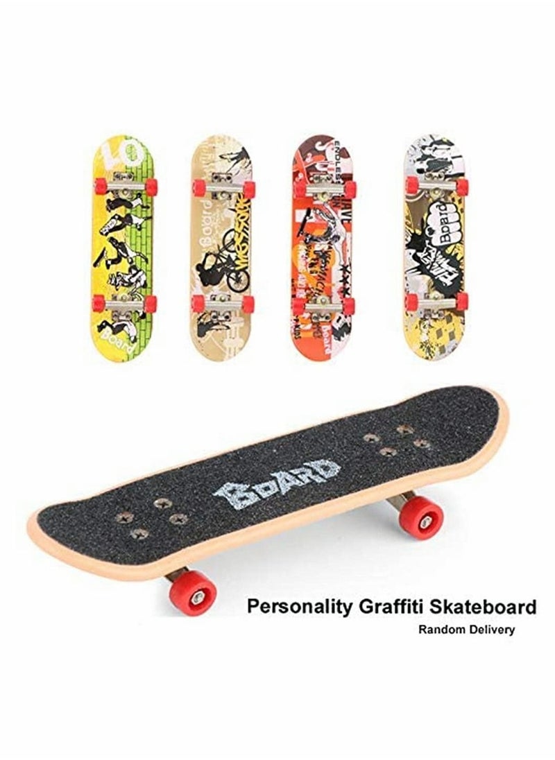 Finger Skateboard Ramp Set, Comes With 1 x Finger Skateboard With And Spare Tool Set, Interactive Tabletop Freestyle Skate Game (The Free Skateboard Pattern Is Random, Scene A）