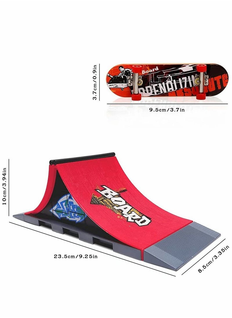 Finger Skateboard Ramp Set, Comes With 1 x Finger Skateboard With And Spare Tool Set, Interactive Tabletop Freestyle Skate Game (The Free Skateboard Pattern Is Random, Scene A）
