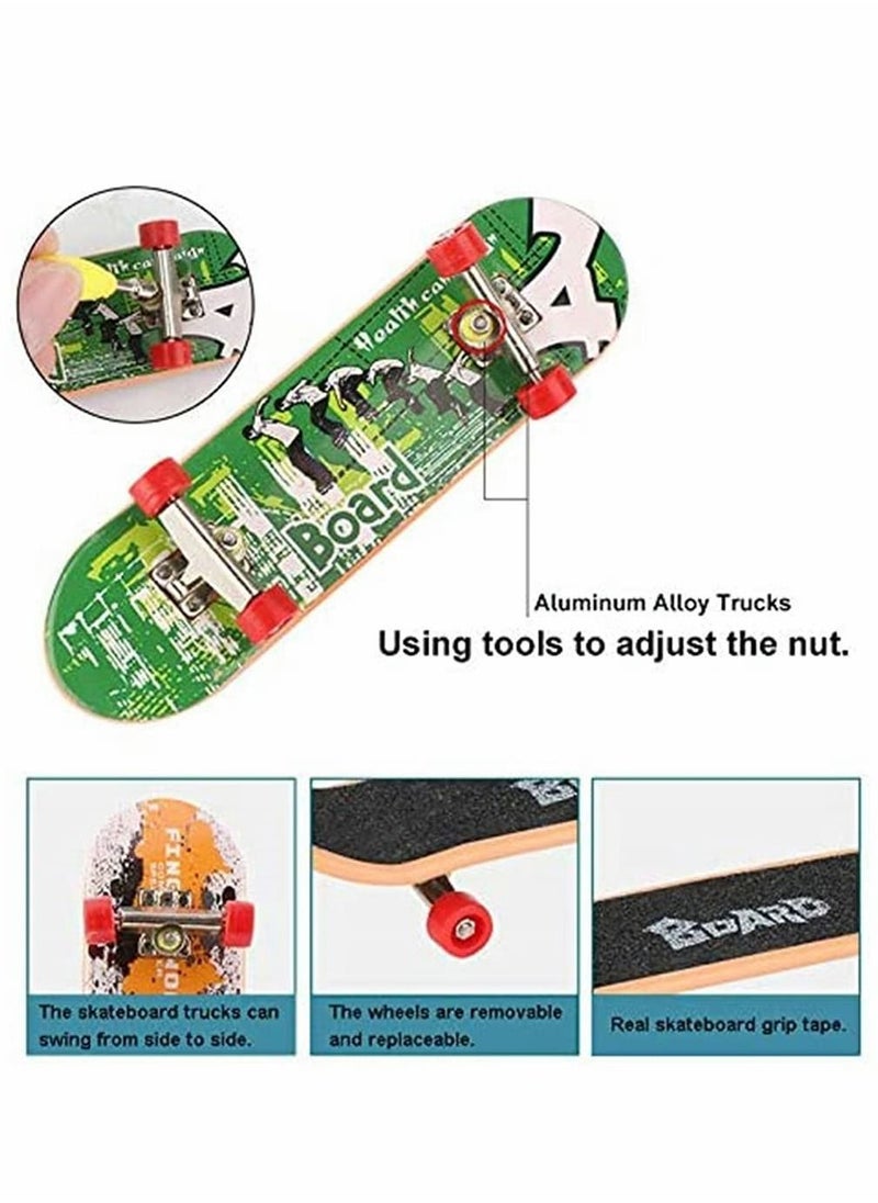 Finger Skateboard Ramp Set, Comes With 1 x Finger Skateboard With And Spare Tool Set, Interactive Tabletop Freestyle Skate Game (The Free Skateboard Pattern Is Random, Scene A）