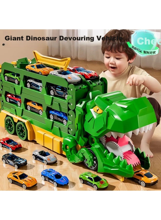 Snaen Children's Dinosaur Toy Car, Ejection Track, Transforming Alloy Car, Boys' Birthday And New Year Gift For Ages 3-6 - Image 1