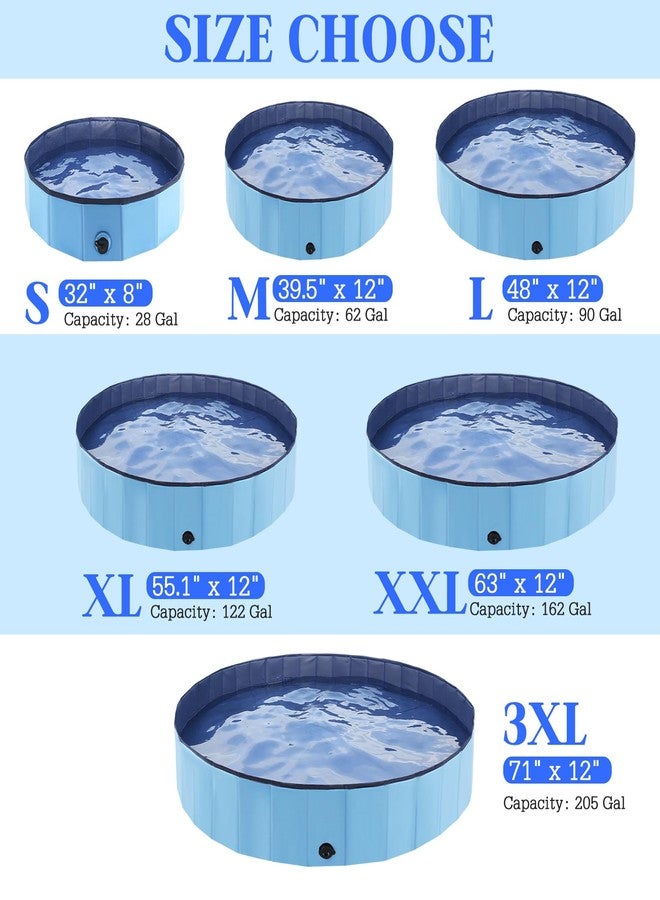 Eooqi Foldable Dog Pool, Portable Pet Bath Tub and Kiddie Swimming Pool, Collapsible Bathtub for Puppies, Small, Medium and Large Dogs, Cats and Kids, 32 x 8 in, Blue - Image 2