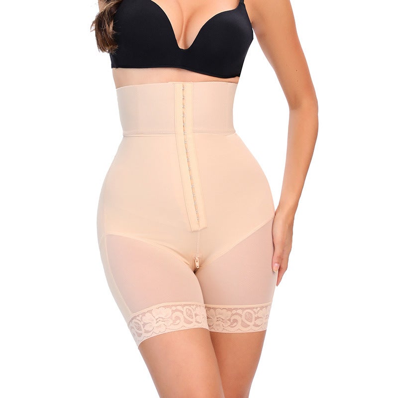 Plus Size Body Shaping Pants High Waist Reinforced Towel Lace Hip Pants - Image 3