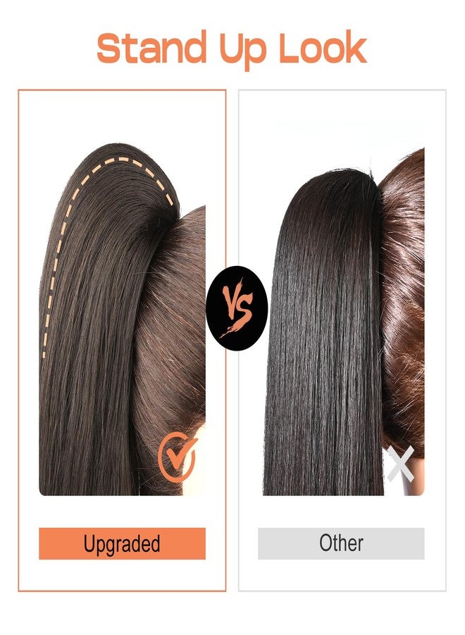 SEIKEA Versatile Drawstring Ponytail Extension, 26" Long Wavy Multi Layered Clip in Ponytail Hair Extensions Stand Up High Fake Pony Tail Soft Natural Synthetic Hairpiece Chocolate Brown Highlights - Image 3